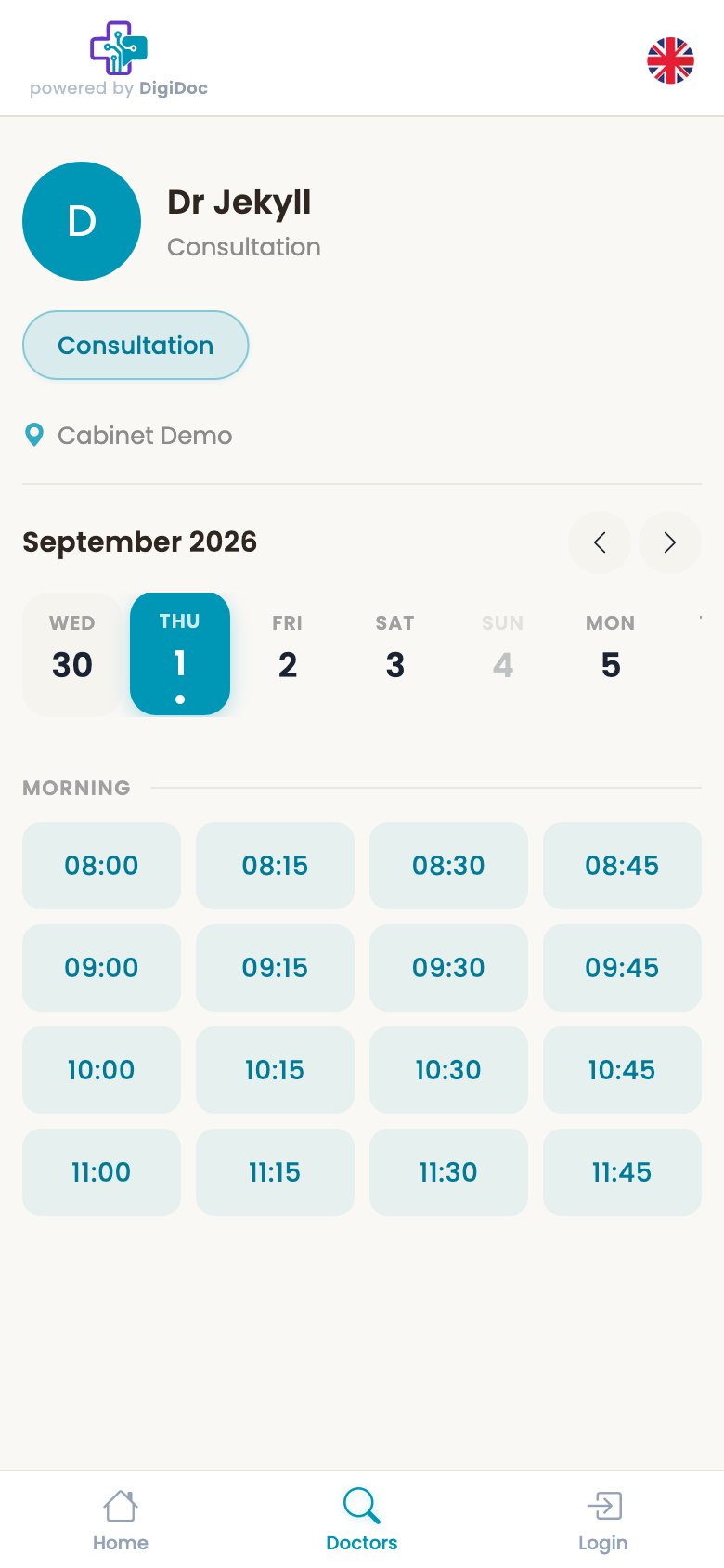 Patient portal: a doctor's free slots