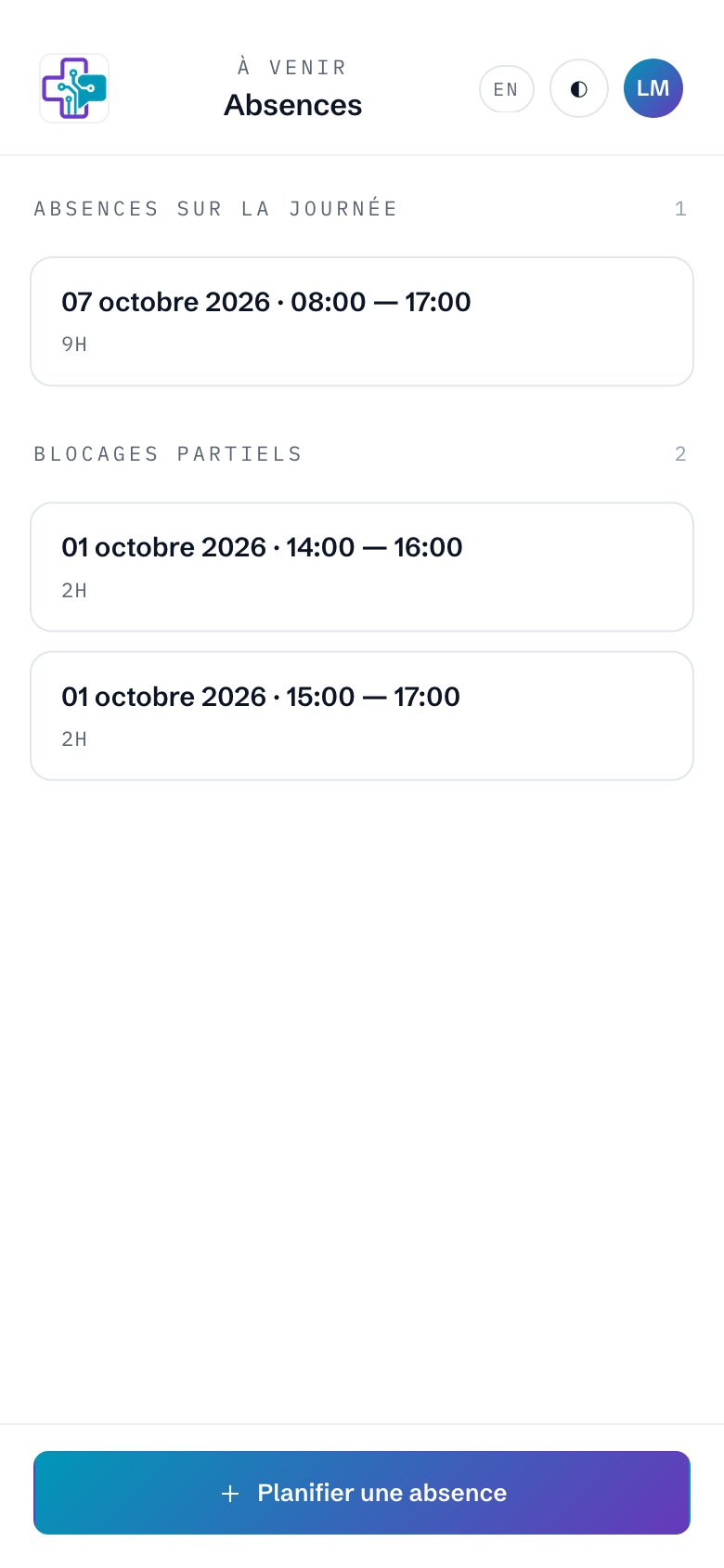 Liste des absences à venir